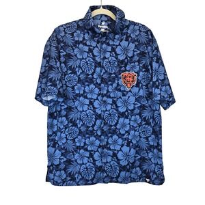 Fanatics Chicago Bears Hawaiian Button Up Shirt Mens Medium Blue Floral Football
